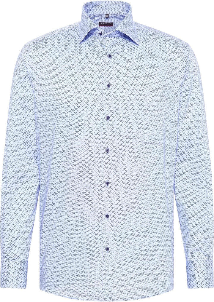 ETERNA Herren bedrucktes Baumwollhemd, Modern Fit 43 Blue/Nature, 43 Blue/Nature