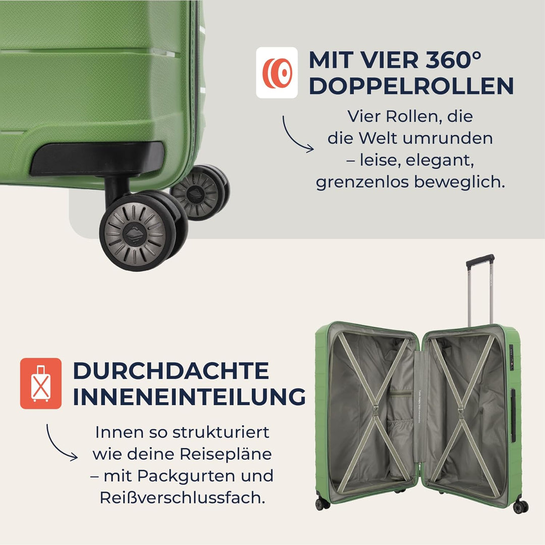 Travelite Koffer gross, MOOBY L, Kratzfeste Hartschale, mit recyceltem Material, 77 cm, 106 l, 3,7 k