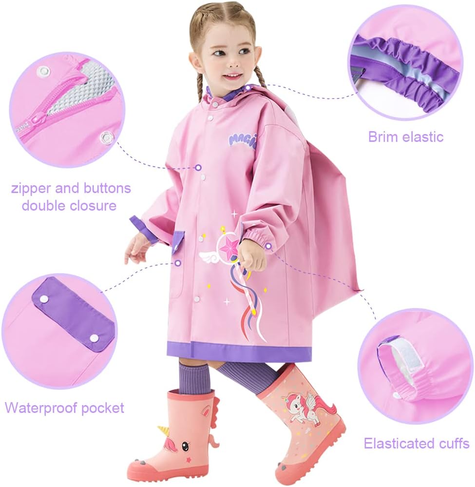 Kinder Regenmantel Jungen Mädchen Regenponcho Wasserdicht Cartoon Regenjacke Wiederverwendbare Regen