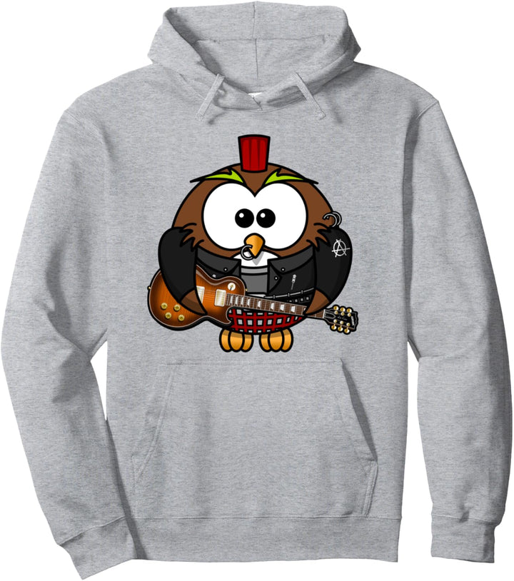 Rokende Eule Rock Musik Gitarre Pullover Hoodie