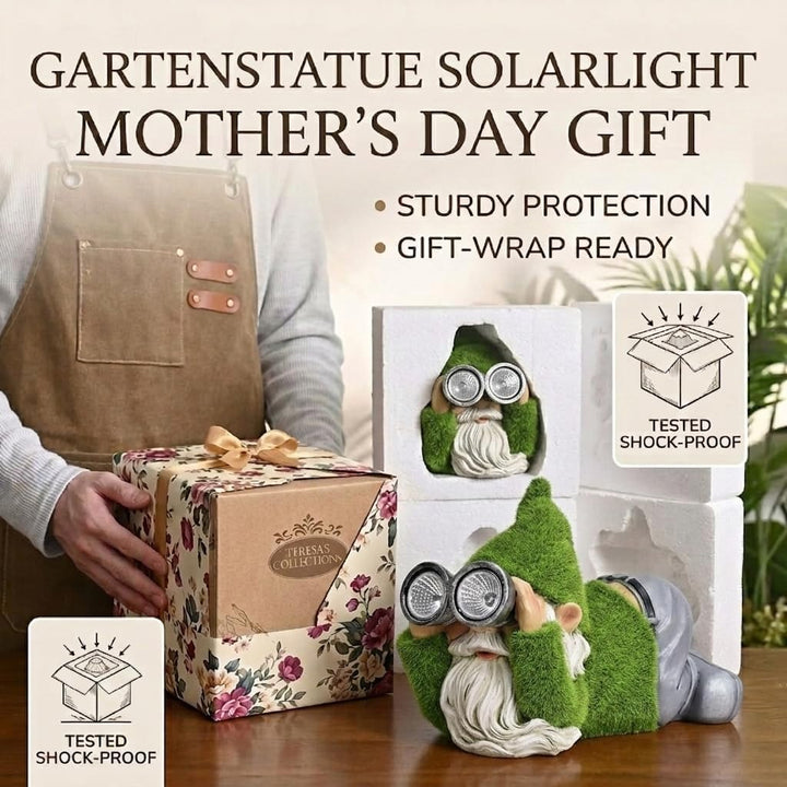 TERESA'S COLLECTIONS Lustig Gartenzwerge Gartendeko für Draussen Zwerge Figur mit Solarleuchte beflo