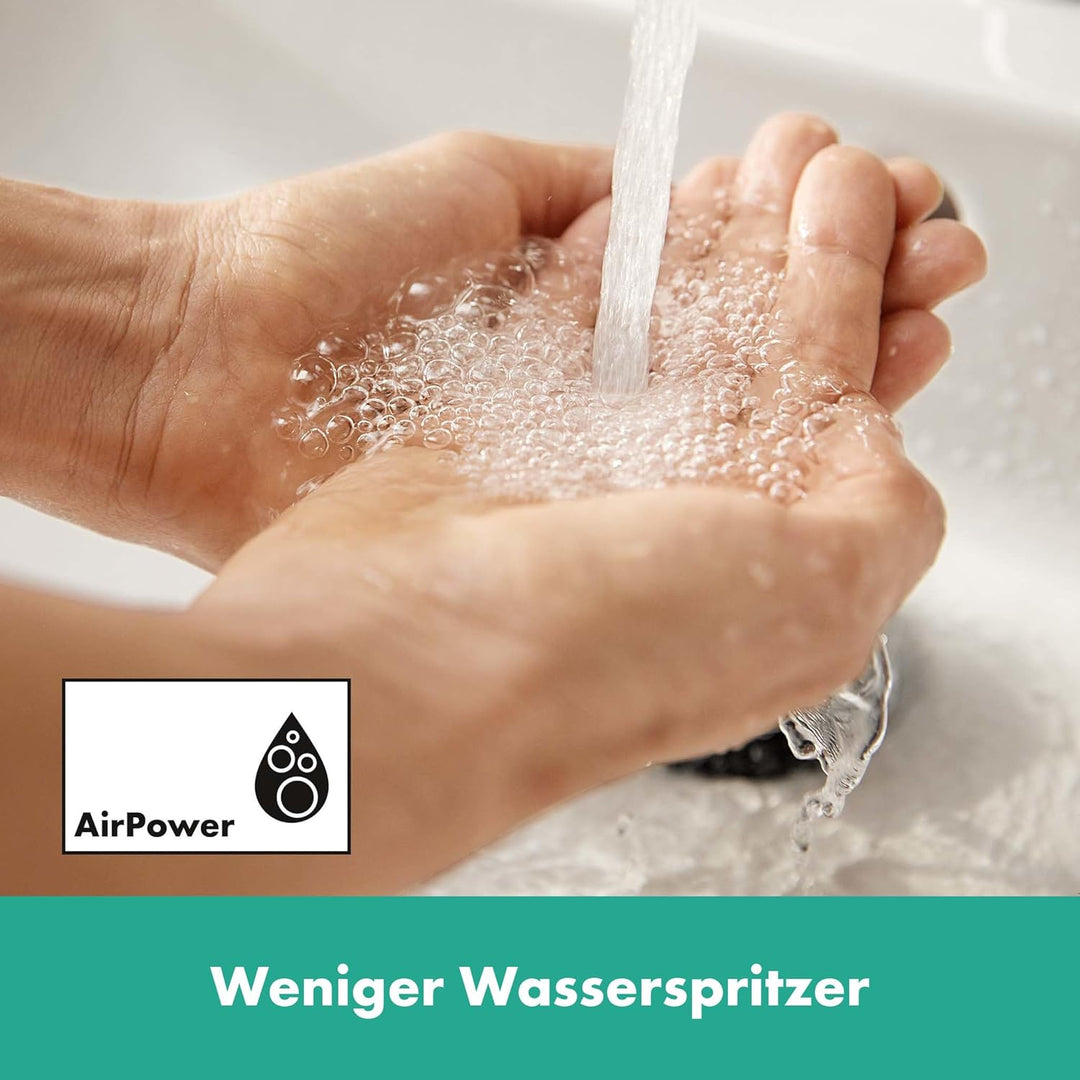 hansgrohe Waschtischarmatur Rebris E, Wasserhahn Bad mit Auslauf Höhe 210 mm, mit Zugstange, Badarma
