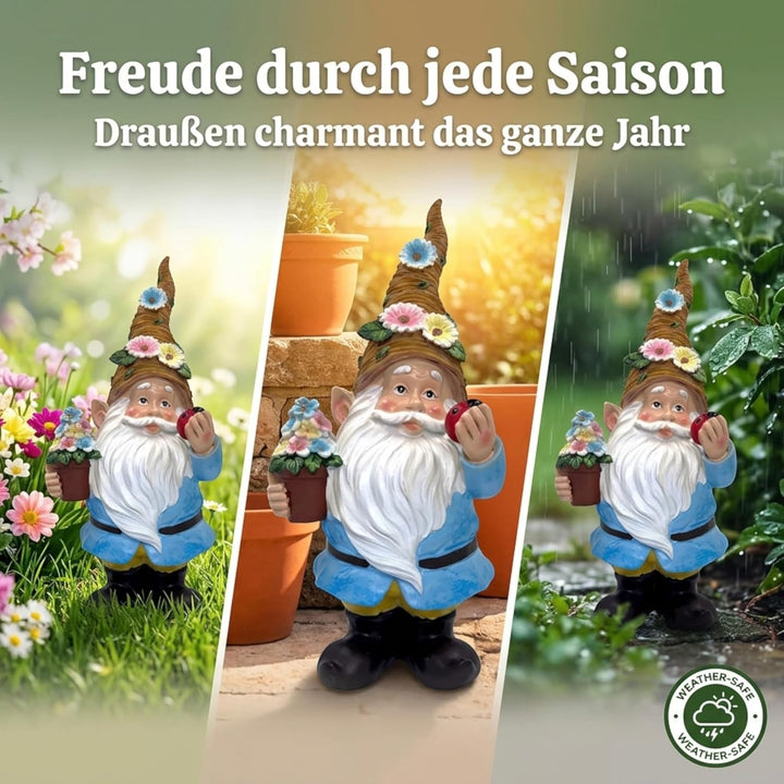 MIJOMA Gartenzwerg Gartengnom GNOME Dwarf Garten Dekoration Gartendeko Wichtel Zwerg für den Garten