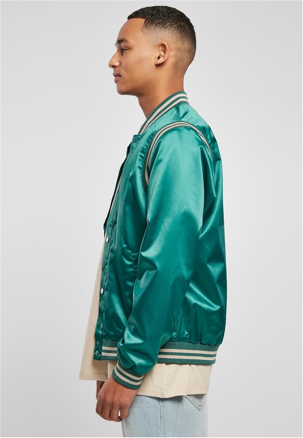 Urban Classics Herren Satin College Jacket L Grün, L Grün