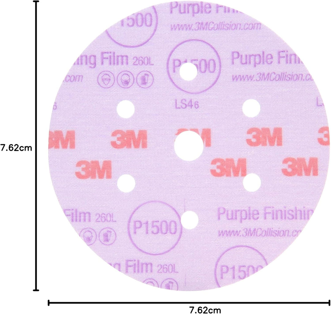 3M Polierscheibe Hookit 30371, ca. 8 cm, Körnung P600, violett 3 P600, 3 P600