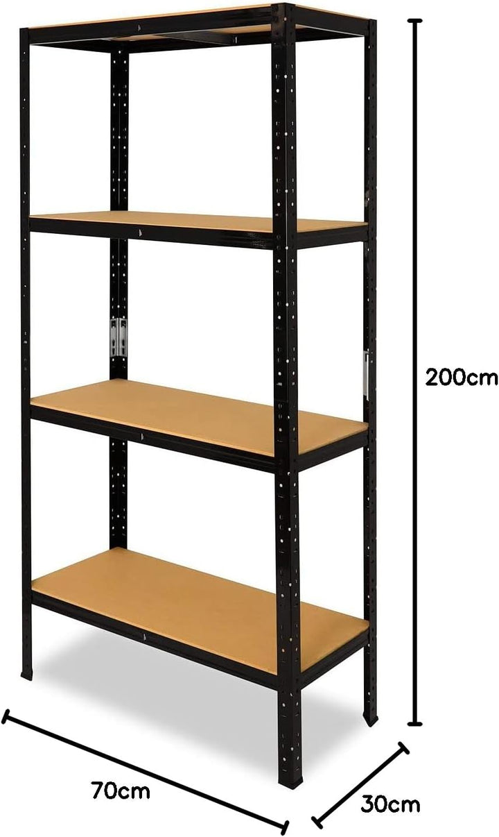 shelfplaza® 200x70x30cm BLACK Schwerlastregal schwarz/Metallregal schwarz 4 Böden à 175kg Tragkraft/