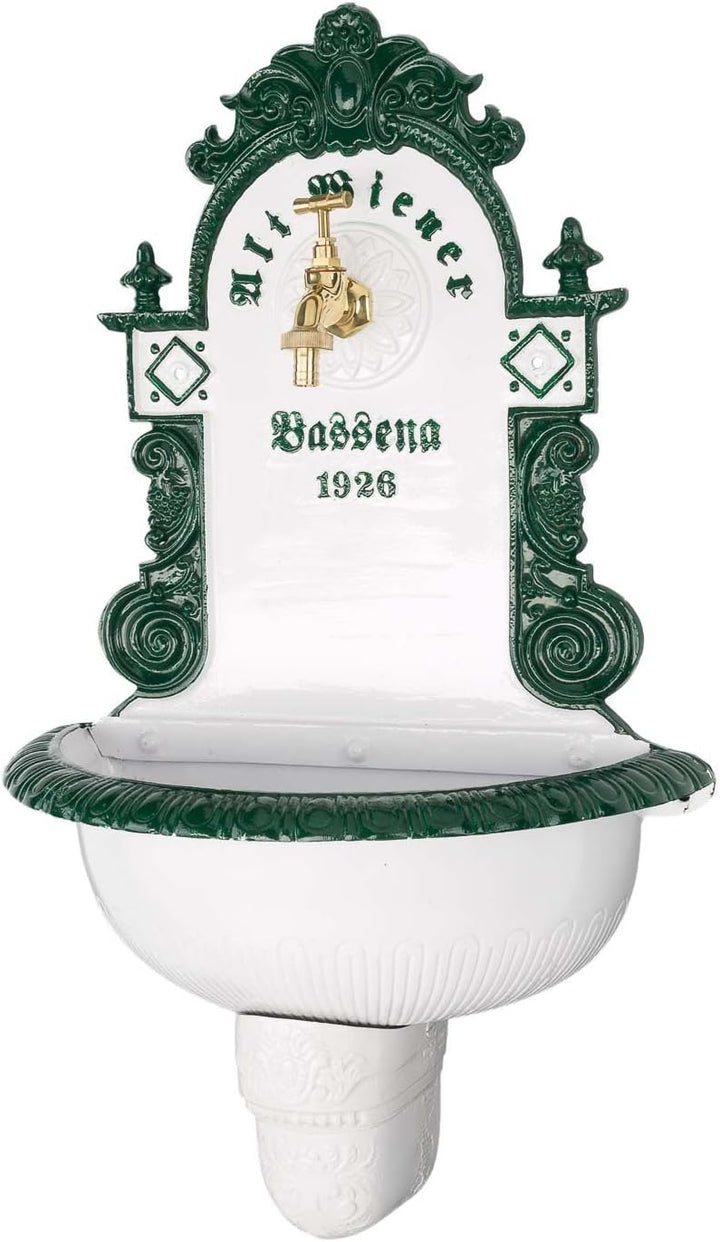 aubaho Brunnen Wandbrunnen 72cm Aluminium Waschbecken im Nostalgie antik Stil Fountain