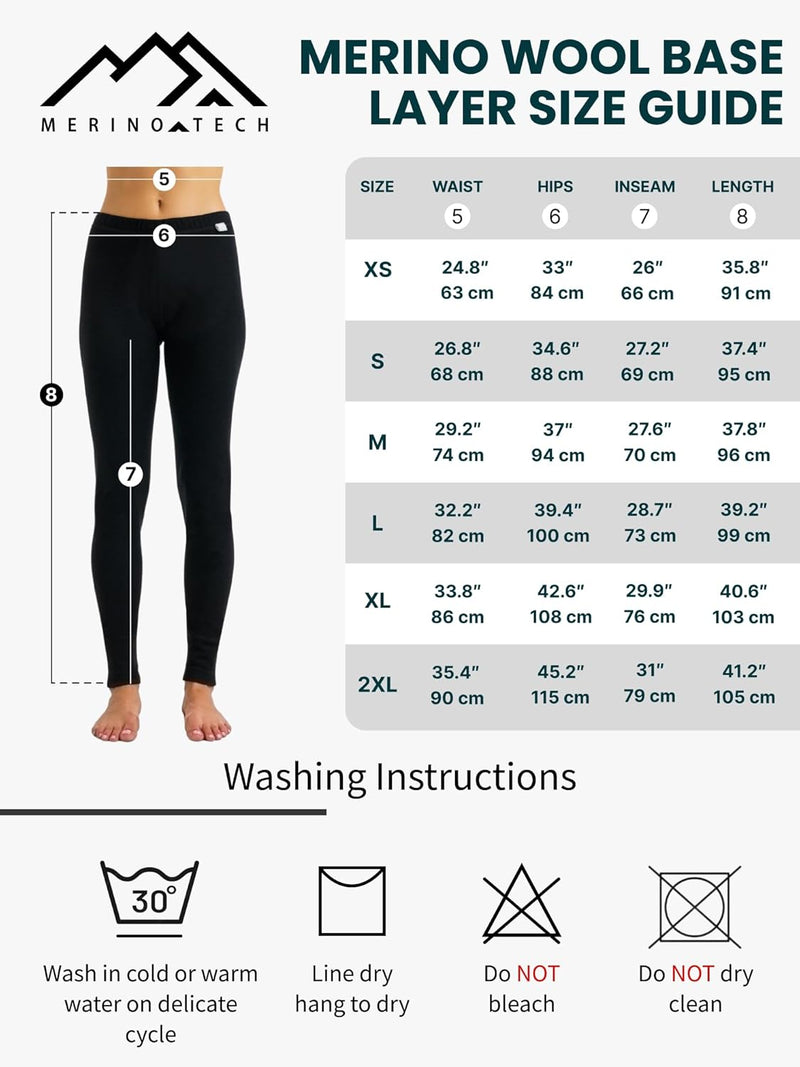 Merino Wolle Thermounterwäsche Damen - Merino Unterhose Damen Merino Leggings + Wollsocken XS 250 De