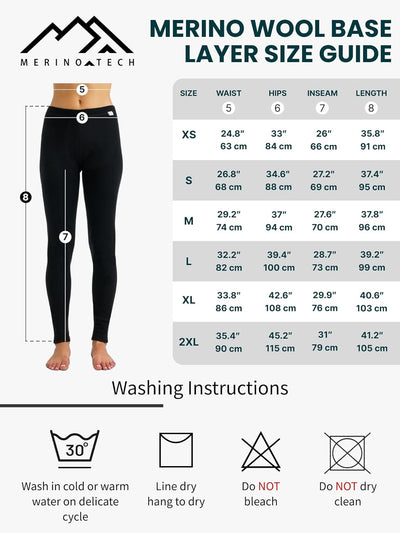 Merino Wolle Thermounterwäsche Damen - Merino Unterhose Damen Merino Leggings + Wollsocken XS 165 Ca