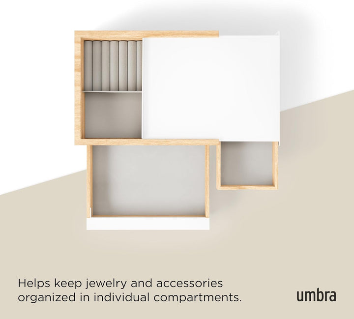 Umbra Stowit Design Schmuckkasten – moderne Schmuck Box mit Geheimfächern für Ringe, Armbänder, Uhre