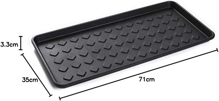 2X Schuhtablett 71x35 cm Schwarz – Schuhwanne mit Hohem Rand (3,3cm), Schuhabtropfschale Kunststoff,