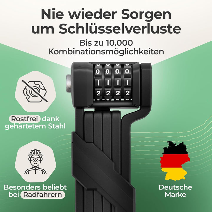Faltschloss Fahrrad Diebstahlsicher [90cm] - Fahrradschloss hohe Sicherheit mit Halterung - Fahrrads