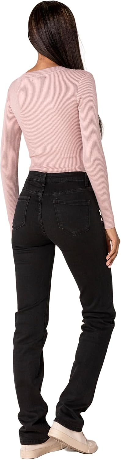 Nina Carter P209 Damen High Waist Tall Jeans Straight Leg Jeanshose mit geradem Beinschnitt Used-Loo