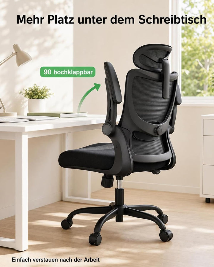 Marsail Bürostuhl Ergonomisch Schreibtischstuhl mit Verstellbarer Kopfstütze Lendenwirbelstütze und