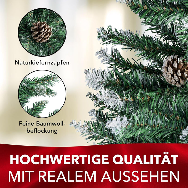 Xonic® Claus Kleiner künstlicher Weihnachtsbaum Schnee 90cm mit echten Tannenzapfen - Tannenbaum kün