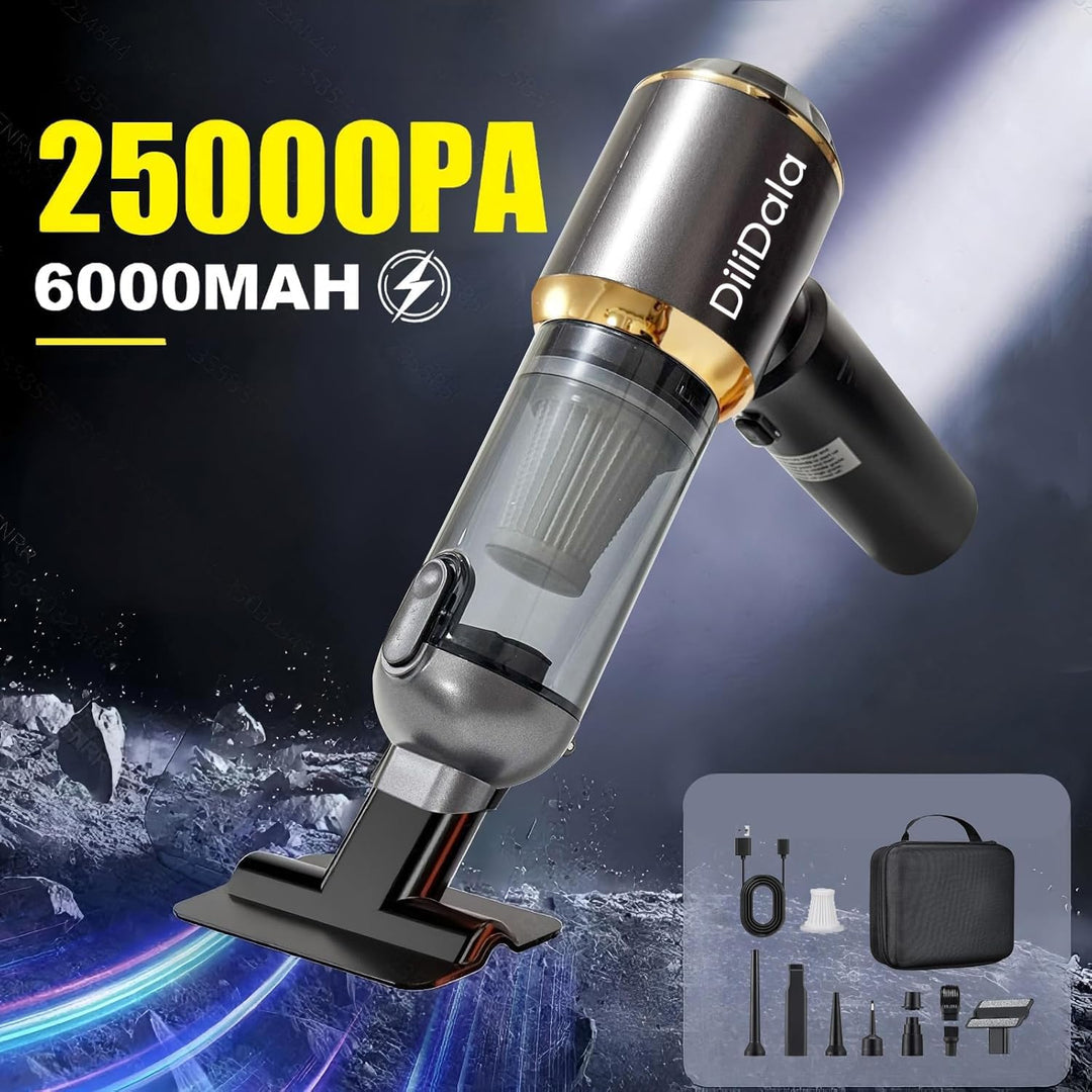 Handstaubsauger Akku, 25000PA Autostaubsauger Akku Testsieger, EIN-Touch-Staubbehälter Handstaubsaug