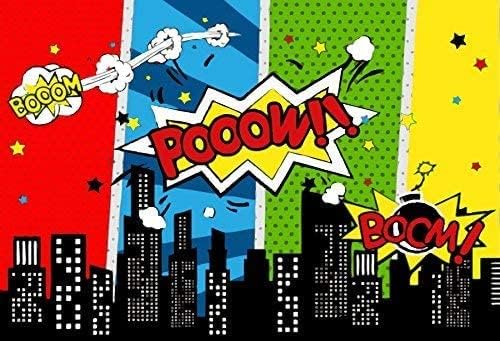 Renaiss 1.8x1.2m Comic City Super Hero Hintergrund Cartoon Humor Abstrakte Superhelden Fotografie Hi