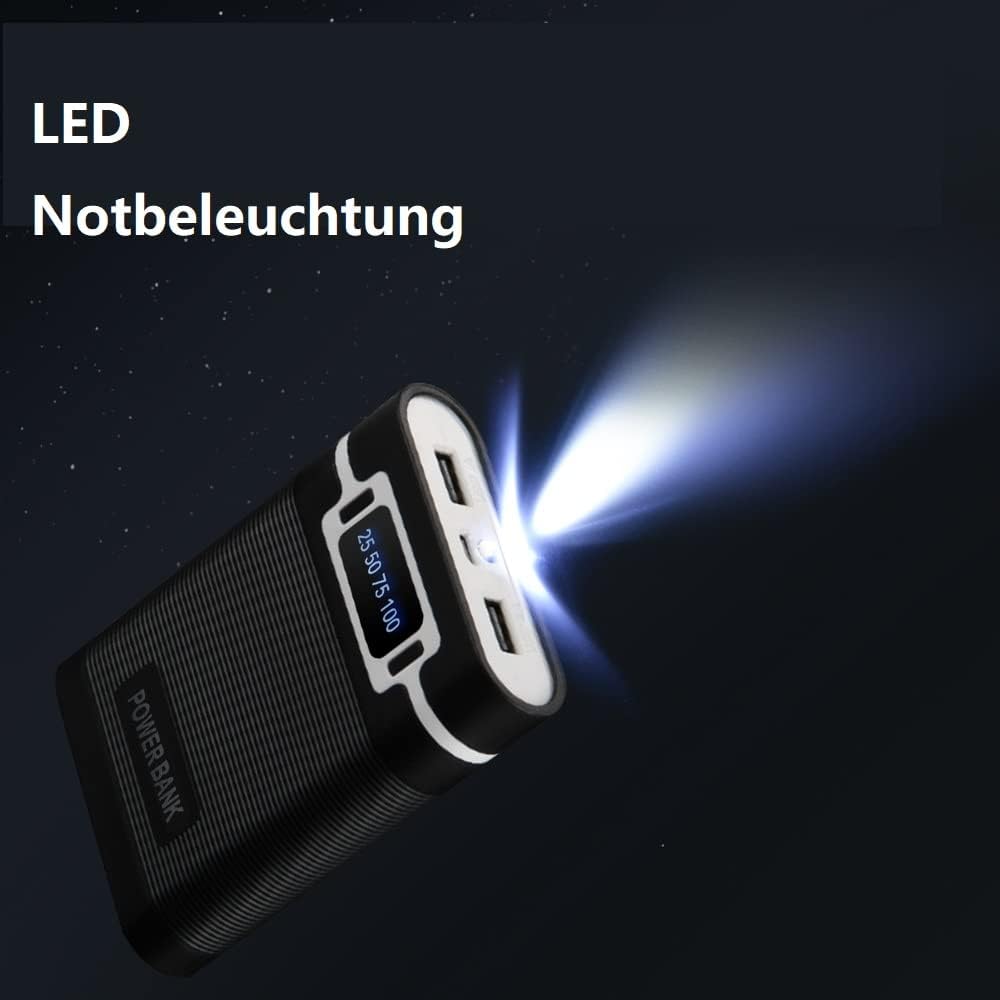 Powerbank Ladegerät Set mit 8000mAh（2000mAh*4）,2USB, 5V2A Portable DIY PowerBank,2-in-1 tragbares La