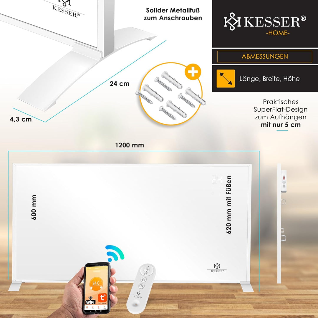 KESSER® Infrarotheizung Energiesparend Infrarot Standgerät & Wandmontage Elektroheizung 700W mit Fer