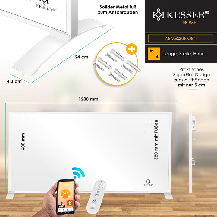 KESSER® Infrarotheizung Energiesparend Infrarot Standgerät & Wandmontage Elektroheizung 700W mit Fer