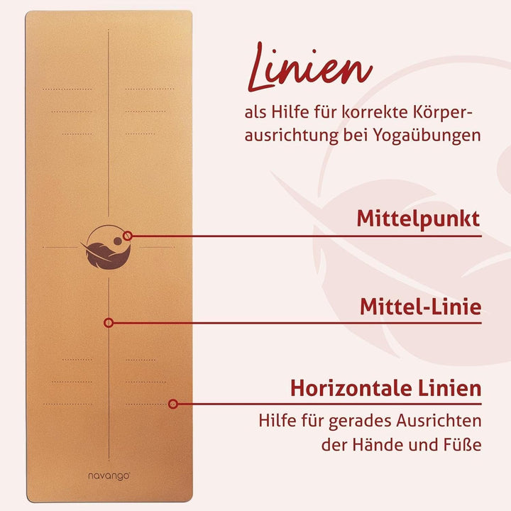 Yoga Matte Kork | Inklusive Yogagurt | 4mm Dicke | Natürliche Dünne Yogamatte aus Naturkautschuk und
