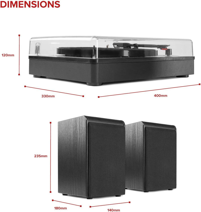 Audizio RP330 Vinyl Plattenspieler mit Lautsprecher Set, Plattenspieler Bluetooth Vinyl Player mit S