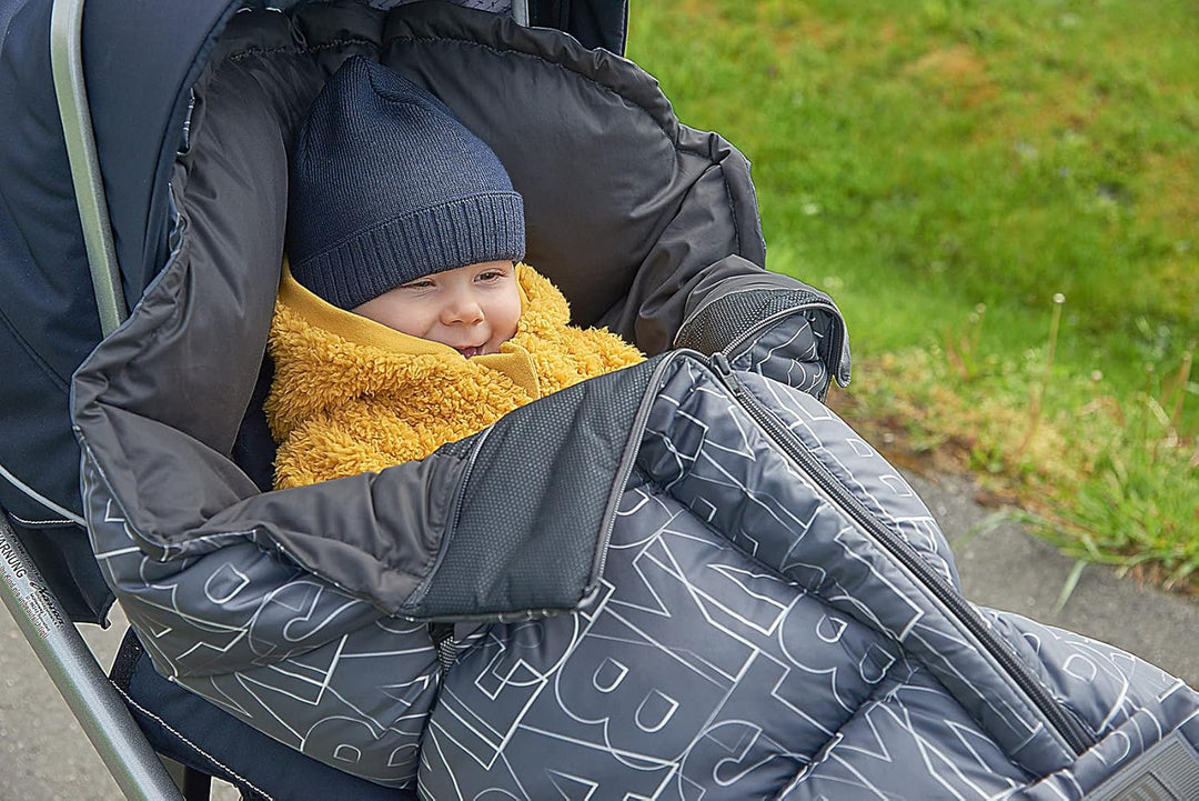 Odenwälder Fusssack Mucki L fashion letters BabyNest silver-grey Winter-Fusssack für Kinderwagen, Sp