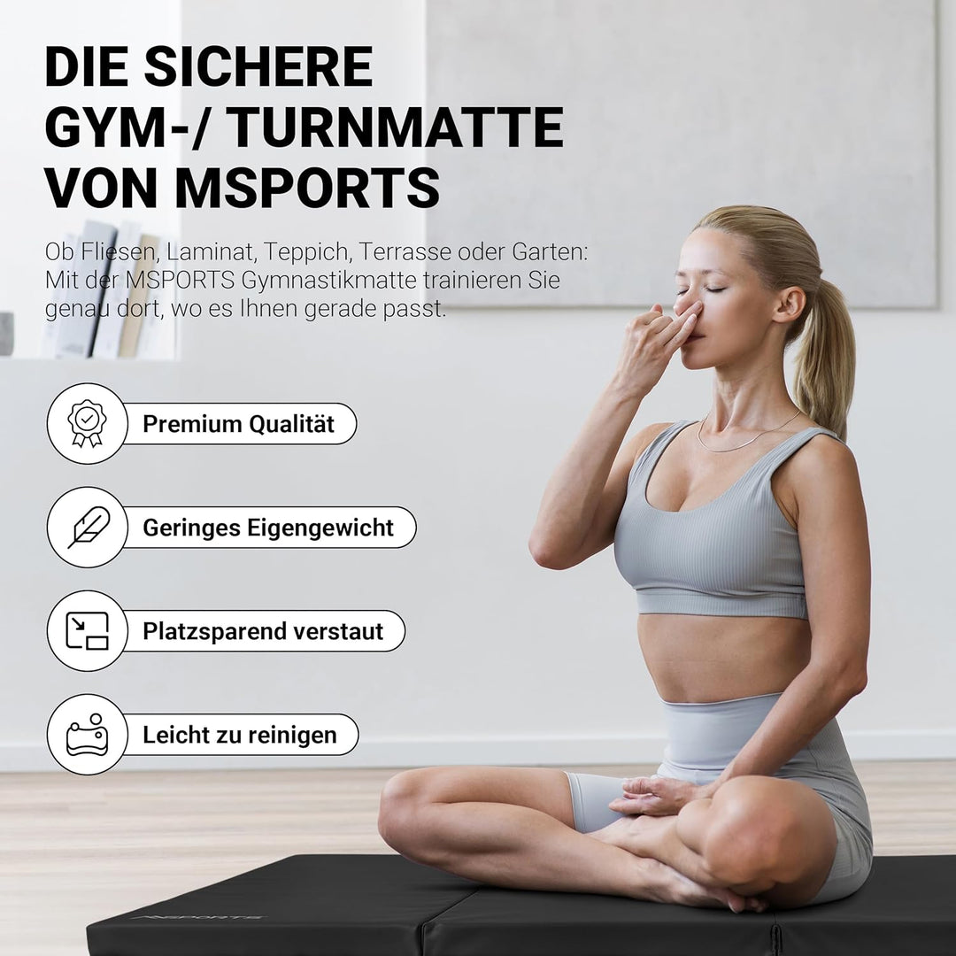 MSPORTS Turnmatte Premium klappbare Weichbodenmatte 190 x 80 x 5 cm Gymnastikmatte faltbare Sportmat