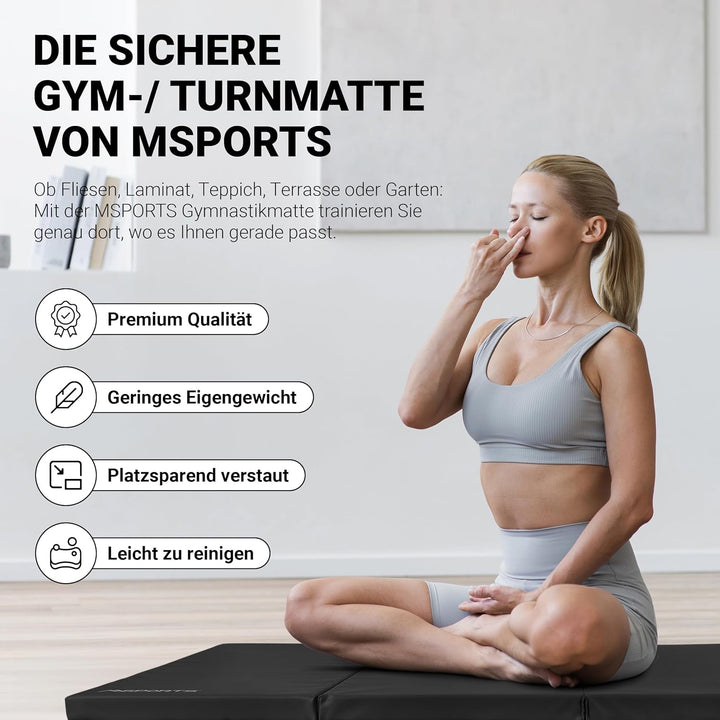 MSPORTS Turnmatte Premium klappbare Weichbodenmatte 190 x 80 x 5 cm Gymnastikmatte faltbare Sportmat