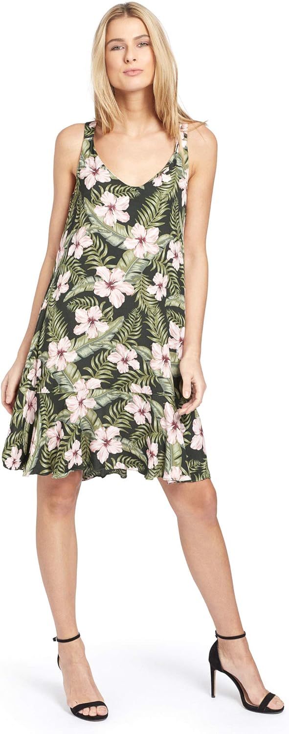 khujo Damen Kleid Duchess Trägerkleid mit Volantsaum leichtes Sommerkleid