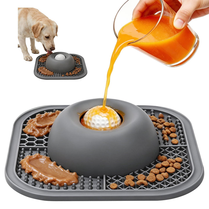2-in-1 Langsamfressnapf Schleckmatte Hund, rutschfeste Schleckschale mit Saugnäpfen, interaktiver Sc