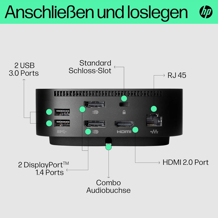 HP USB-C G5 Essential Dockingstation | USB-C Hub | USB Hub | Thunderbolt | USB-C | USB 3.0 | 2x 1.4