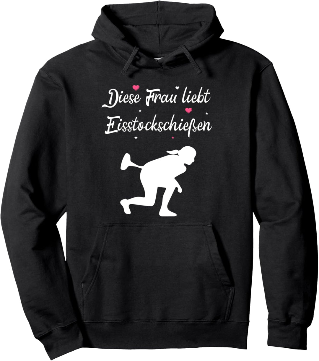 Diese Frau liebt Eisstockschiessen Damen Herz Eisstock Pullover Hoodie