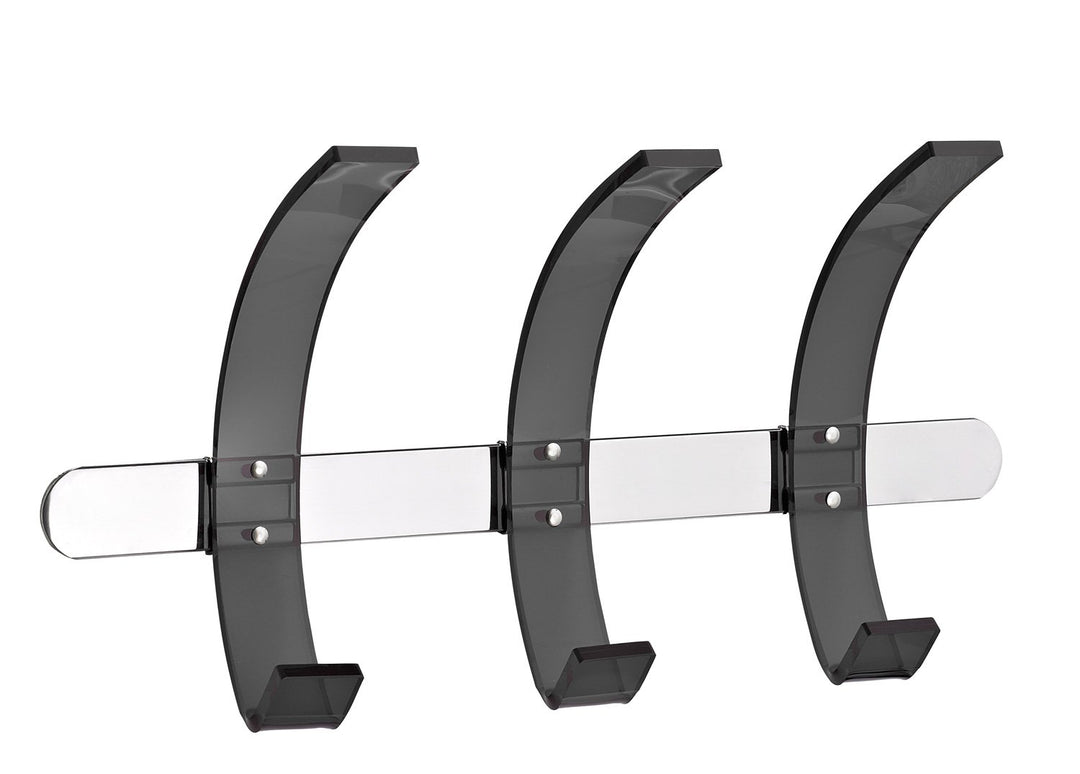 Alco Wandgarderobe, transluzente Haken, Metall, Silber/Schwarz, 37 x 9.5 x 20 cm