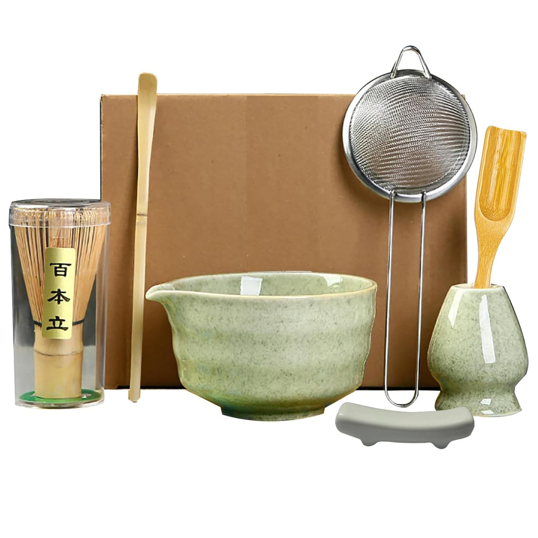 Matcha Tea Set,7 Piece Matcha Besen Set, with Matcha Whisk, Broom,Matcha Schale,Matcha Bowl with Spo