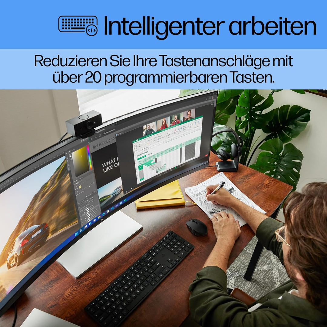 HP 650 kabellose Tastatur und Maus Bundle (20 programmierbare Tasten, QWERTZ Layout, 4.000 DPI, USB