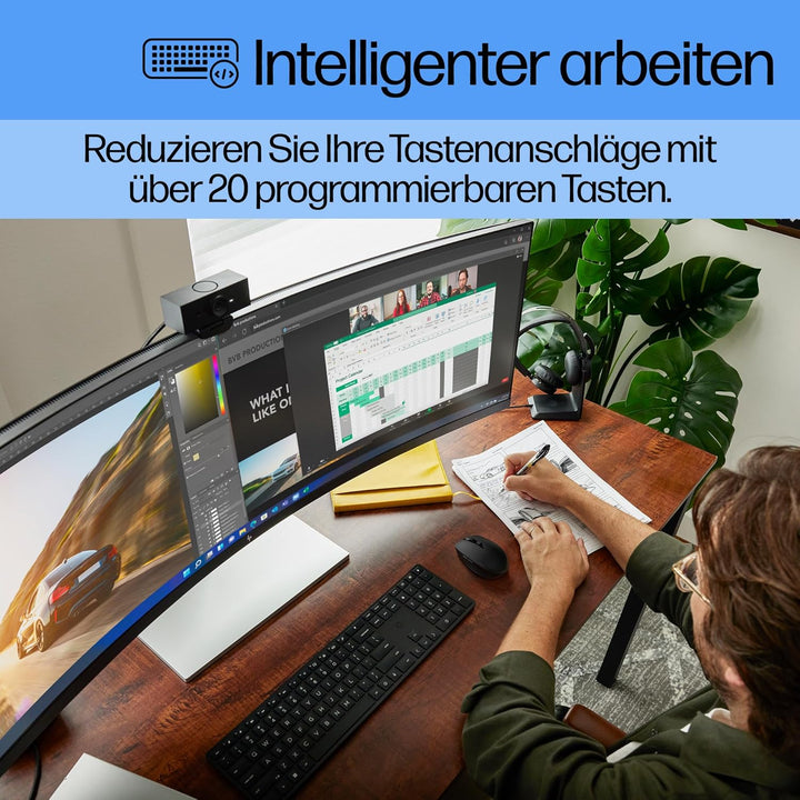 HP 650 kabellose Tastatur und Maus Bundle (20 programmierbare Tasten, QWERTZ Layout, 4.000 DPI, USB