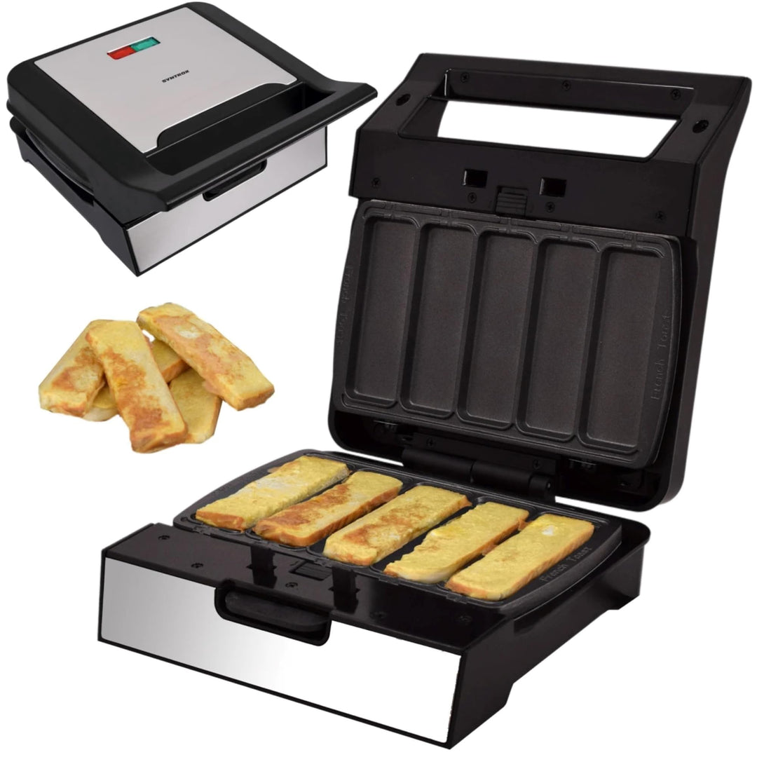 Syntrox French Toast Maker mit Wechselplatten, Edelstahl, schnelles Aufheizen, Antihaftbeschichtet,