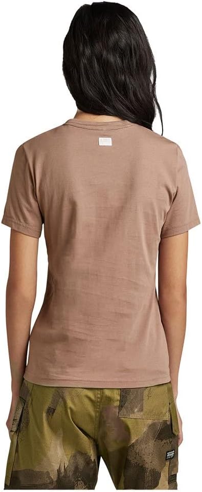 G-STAR RAW Damen Puff Logo Slim T-Shirt Tops L Braun (Chocolate Berry D22761-336-b113), L Braun (Cho