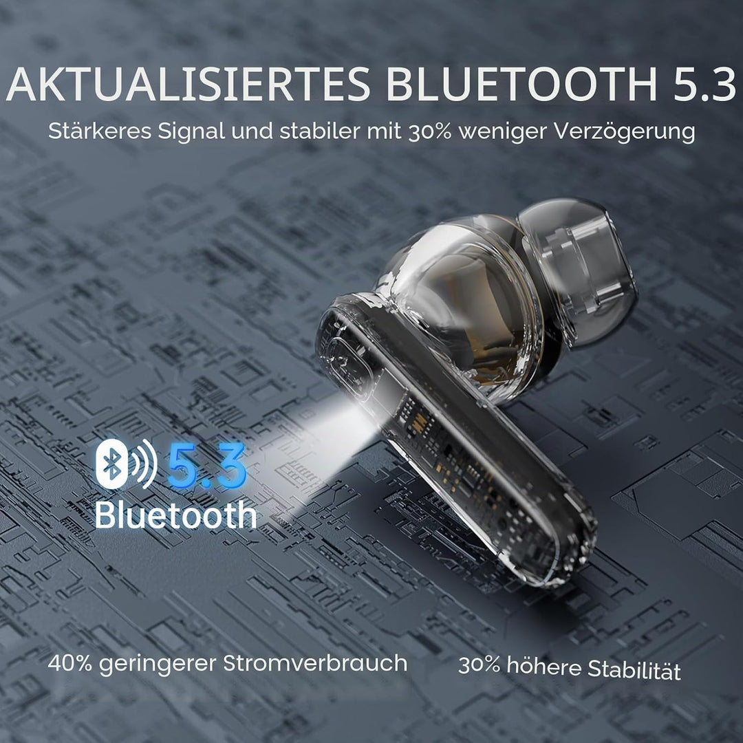 Bluetooth Kopfhörer, Kopfhörer Kabellos Bluetooth 5.3 mit HD Mic Stereo HiFi, In Ear Kopfhörer 40H S