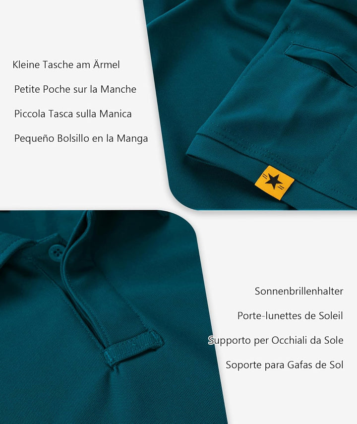 igeekwell Poloshirt Herren Kurzarm Atmungsaktives Golf-Polo-Hemd Summer Poloshirts Männer mit Brille