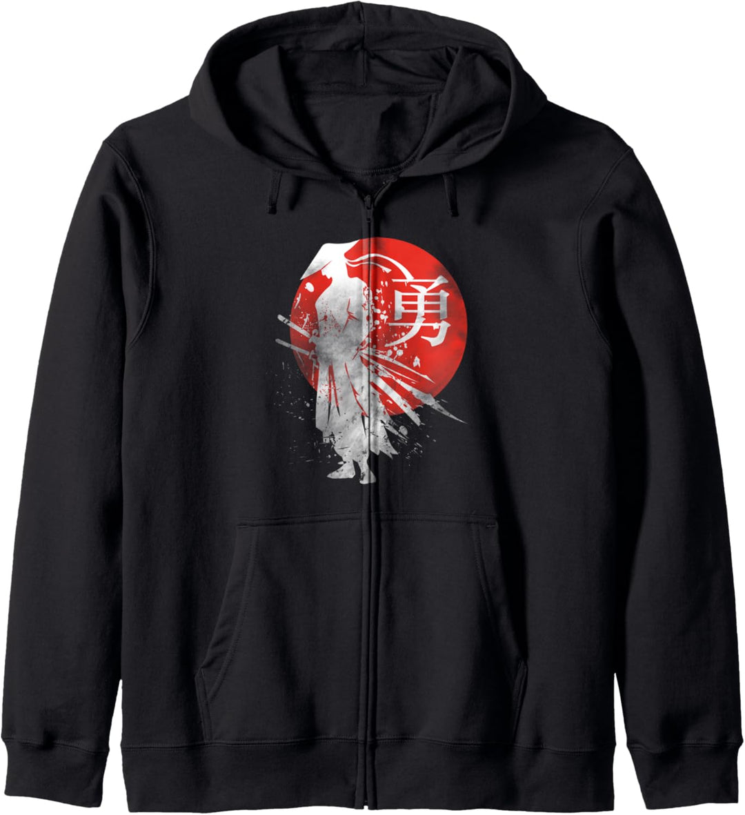 Japanischer Samurai-Krieger Retro Japan Kalligraphie für Mut Kapuzenjacke