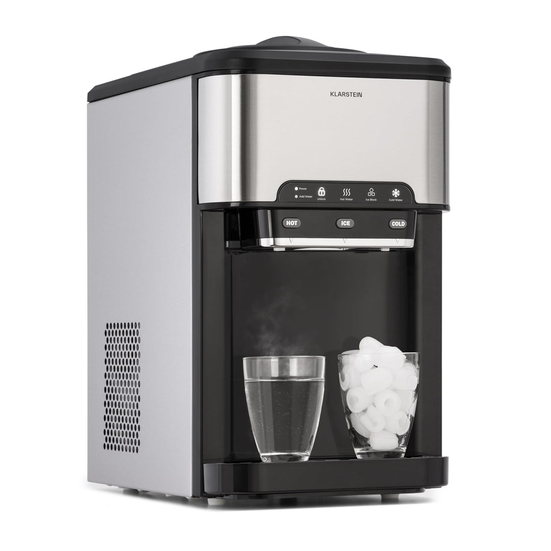 Klarstein Eiswürfelmaschine für Zuhause Camping Gastro, Schnelle Mini Eiswürfelmaschine Klein, Profi