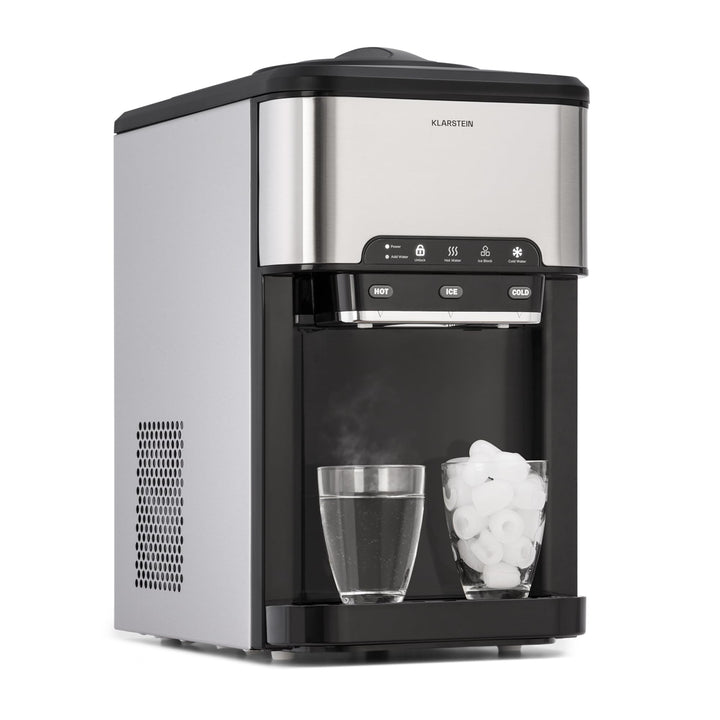 Klarstein Eiswürfelmaschine für Zuhause Camping Gastro, Schnelle Mini Eiswürfelmaschine Klein, Profi
