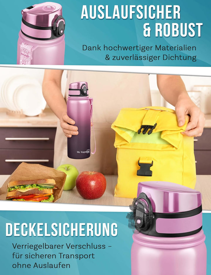 MY VESPERBOX® Edelstahl Thermosflasche Kinder [INK. STROHHALM & SIEB] - Isolierflasche für Jungen &