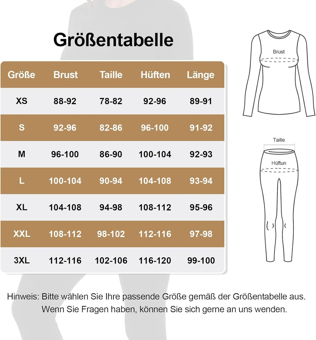 SIHOHAN Damen Thermounterwäsche Set, Winter Warme Unterwäsche mit Innenfleece, Ultraleicht Unterteil