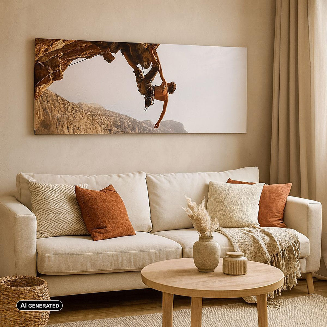 ARTTOR Bilder auf Leinwand Klettern extrem berge griechenland Leinwandbild 90x30cm Wandbilder Dekora