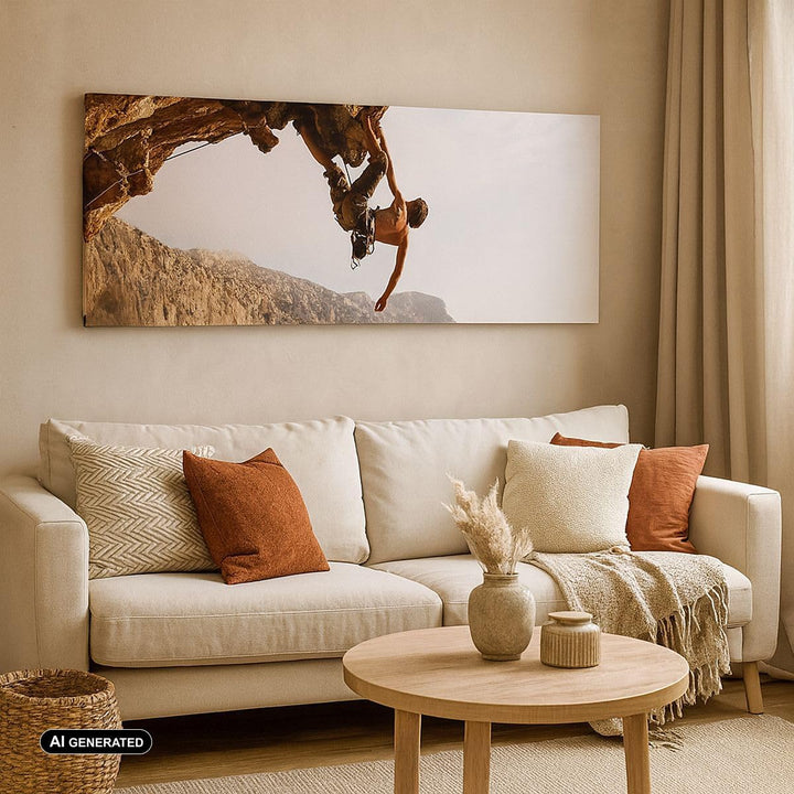 ARTTOR Bilder auf Leinwand Klettern extrem berge griechenland Leinwandbild 90x30cm Wandbilder Dekora