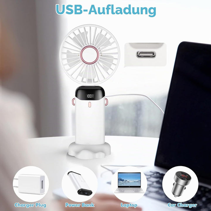 Rafada Handventilator, Tragbarer Mini Ventilator, Wiederaufladbar, Kleiner Taschenventilator Mit 5 G