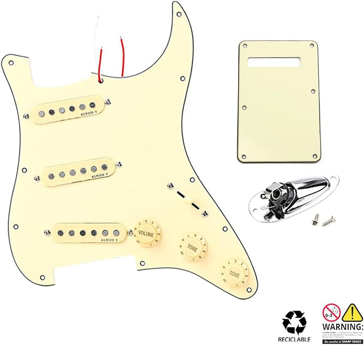 Ogdni 3-lagig SSS vorverdrahteter Schlagschutz mit Rückplatte & Bootsbuchse für Strat E-Gitarren Ers